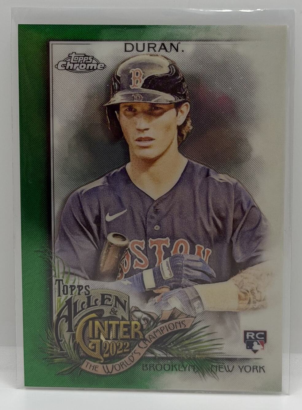 2022 Topps Allen & Ginter Chrome - Jarren Duran #110 Green Refractor /99 (RC) - Picture 1 of 3